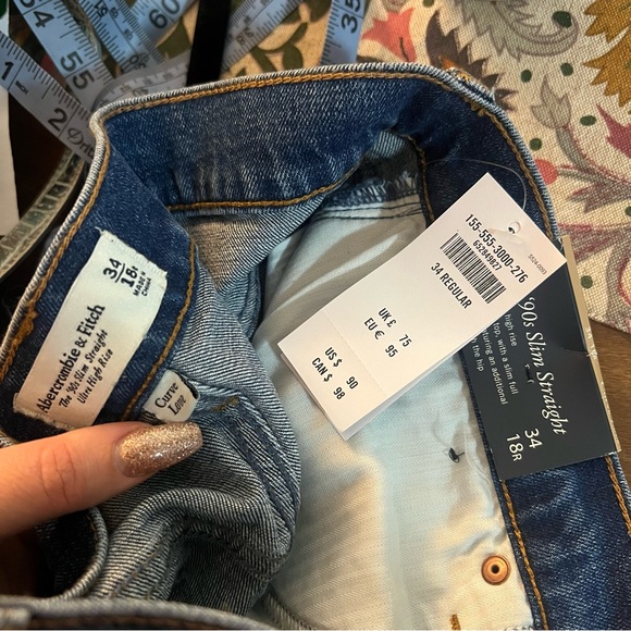 Abercrombie & Fitch Curve Love Ultra HighRise 90s Slim Straight Jean 34/18 35/20 - Picture 4 of 15